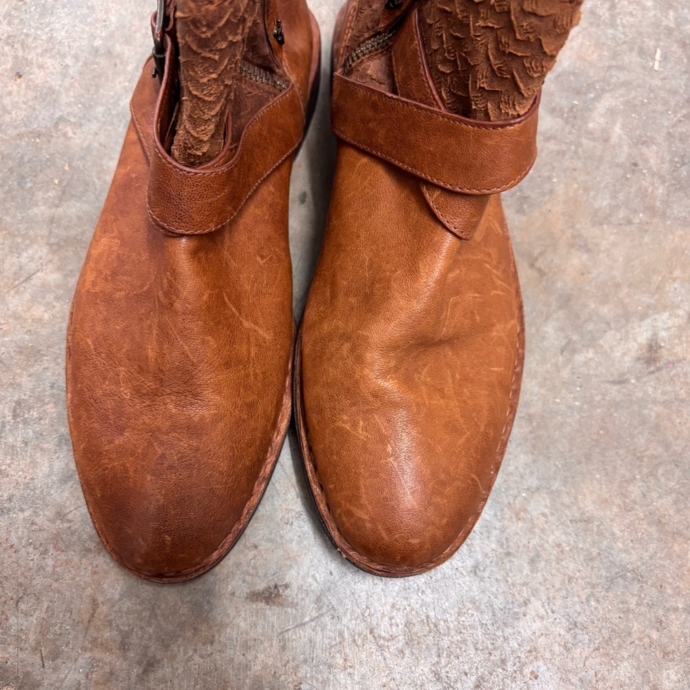 Trask Ankle Leather Booties Brown Western Cowgirl Distressed Womens 7 - Picture 12 of 12